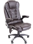 Kidzmotion leather high back reclining office/desk chair with massage and heat (Brown)