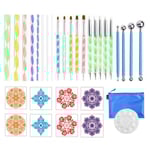 32 PCS Mandala Dotting Tools Stencil Set med dragkedjeförvaring