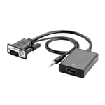Adaptateur VGA mâle vers HDMI femelle, câble convertisseur avec sortie Audio 3.5mm, 1080P