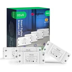 ZigBee Interrupteur sans fil Nous L6Z, Interrupteur connecté module avec minuterie, domotique maison, Compatible avec Alexa, Google Assistant et HomeKit, Tuya, Smart Life, (Hub 3.0 requis)