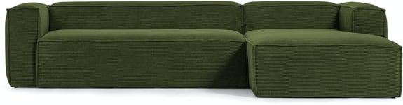 Blok, Sofa med chaiselong, Højrevendt, Fløjl by Kave Home (H: 69 cm. B: 330 cm. L: 174 cm., Grøn)