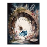 Alice In Wonderland Watercolour Rabbit Hole Whimsical Magical Adventure Painting Unframed Wall Art Print Poster Home Decor Premium