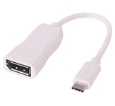 PremiumCord Adaptateur USB-C vers DisplayPort 4K, USB 3.1 Type C mâle vers DP Femelle, résolution 4K 2160p 60Hz, Full HD 1080p, Couleur Blanche, Longueur 20 cm