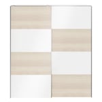 Armoire penderie portes coulissantes blanches mates et effet chêne GoodHome Atomia H. 225 x L. 200 x P. 63,5 cm
