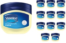 Vaseline Pure Petroleum Jelly Original Protects Dry Skin 50ml / Pack Of 12