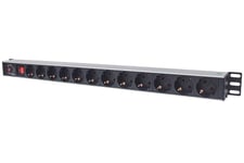 Intellinet 714044 strømforsyningsenhed (PDU) 12 AC stikkontakt(er) 1U Sort