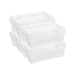Keter Set of 4 Plastic Storage Boxes with Lid Jumbo Box M Transparent Ideal for Clothes and Storage Suitable for Cabinets and Garages, 35 L, 58 x 39 x 21H cm