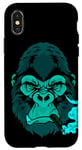 Coque pour iPhone X/XS Cigar Smoking Mean Light Blue Gorilla pour les soirées entre hommes