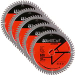 WellCut TCT Saw Blade 160mm x 60T x 20mm Bore For Festool - TS55 Pack of 5