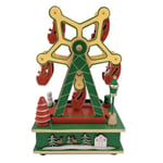 Christmas Music Box Wooden Clockwork Type Ferris Wheel Figurines Yellow Green