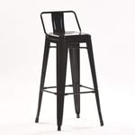 A-Fort Modern Industrial Metal Belt Back And 4-leg Design, Simple Wrought Iron Dining Chair Cafe Restaurant Bar Stool Iron Chair Seat Bench (set Of 2), Metal, Matte Black And Other Multi-color Optiona