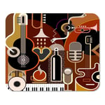 Mousepad Computer Notepad Office Brown Jazz Abstract Music Collage with Musical Instruments Gray Coffee Cafe Piano Home School Game Player Computer Worker Inch