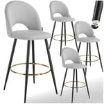 TecTake® Lot de 4 Tabouret Bar Aspect Velours Chaise de Bar avec Repose-Pieds Chaise Haute Cuisine pour îlot Central H110cm Rembourrée avec Dossier Tabouret Haut Cuisine comptoir Bar