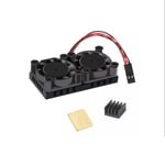 Dubbelfläkt med Värmesköld + Kylflänsar för Raspberry Pi 3/3B+4B Svart one size