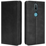 HualuBro Nokia 2.4 Case, Retro PU Leather Full Body Shockproof Wallet Flip Case Cover with Card Slot Holder and Magnetic Closure for Nokia 2.4 Phone Case (Black)