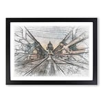 Big Box Art Lighthouse at The Piers End in Abstract Framed Wall Art Picture Print Ready to Hang, Black A2 (62 x 45 cm)