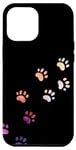 Coque pour iPhone 14 Pro Max Motif empreintes de pattes de chien en aquarelle abstrait arc-en-ciel