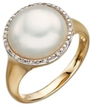 Elements Gold GR560W 54 9ct Yellow Gold Pearl And Diamond Jewellery