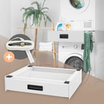 ML-Design Forbindelsesramme til vaskemaskine og tørretumbler med udtræksskuffe; stål; 60x55cm; hvid; skridsikker; universal mellembygningssæt til