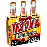 Bière Aromatisée À Un Spiritueux À Base D'agave, Orange, Grenadine, Florida Sunrise Desperados - Le Pack De 3 Bouteilles De 33cl
