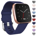 Ouwegaga Compatible with Fitbit Versa Strap/Fitbit Versa 2 Strap, Woven Bands Replacement Sport Wristband Compatible with Fitbit Versa/Versa Lite Small, Navy Blue