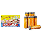 Hasbro Gaming Classic Operation Game, Electronic Board Game with Cards, Indoor Game for Kids Ages 6 and Up & Amazon Basics AA 1.5 Volt Performance Alkaline Batteries - Pack of 8 (Appearance may vary)