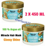 inteco natural miracle hair mask glossy shine 100 % natural argan oil, 2 X 450ML