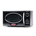 Nostalgia RMO4BK Retro Microwave Oven UKNRMO9BK6A, 25Litres, 900 Watts with 5 Power Levels, 12 Pre-Programmed Cooking Settings, Turntable, Digital Clock, Black Colour, Glass, 800 W, 25 liters