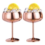 Camisin Copper Coupe Champagne Glasses Set of 2 Steel Vintage Martini Cocktail Glass Wine Goblet