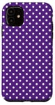 Coque pour iPhone 11 Petit motif géométrique à pois violet et blanc des années 1980
