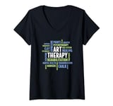 Womens Art Therapy Mental Health Word Cloud - Art Therapist V-Neck T-Shirt