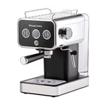 Russell Hobbs Distinctions Espresso Coffee Machine, 15 Bar Pump Pressure + Milk Frother Steam Wand, Latte & Cappuccino, Detachable Water Tank, ESE pods,Cup warmer, Black, S/Steel, 1350W, 26450