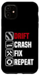 Coque pour iPhone 11 Dérive crash réparation répétition drôle tuning voiture