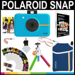 Polaroid Snap Appareil Photo instantané (Bleu) + Papier Zink 2 x 3 (Pack de 20) + Pochette en néoprène + Cadres de Photos + Ensemble d'accessoires