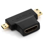 deleyCON Mini + Micro HDMI DUAL Adapter - HDMI Female to Mini & Micro HDMI Male - 3D 1080p FULL HD - Black