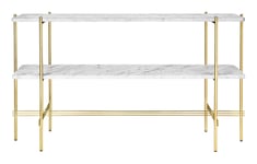 TS Console Rectangular 2 Racks - White Carrara Marble/Brass Frame