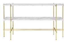 TS Console Rectangular 2 Racks - White Carrara Marble/Brass Frame