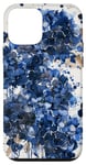 Coque pour iPhone 12 mini Hortensias bleu marine aquarelle floral bleu