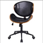 ZJZ Leather Office Chair, Nordic Swivel Chair, Simple Modern Computer Gaming Chair 360°Swivel Chairs Without Armrest Load 330 Lbs for Home (Color :black)