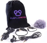 Purple Panda Lavalier Lapel Microphone Kit - Clip-on Omnidirectional Condenser Lav Mic Compatible with iPhone, iPad, GoPro, DSLR, Zoom/Tascam Recorder, Samsung, Android, PS4