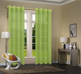 Primavera Uni -20332CN Set of 2 Apple Green Transparent Curtains for Living Room Voile Curtain Eyelet Curtain HxW 245 x 140 cm with Lead Band Closure Apple Green