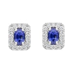 18ct White Gold 1.41ct Sapphire and Diamond Oblong Earrings
