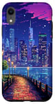 iPhone XR New York Manhattan Walk View Retro Pixel Art Case