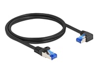 Delock - Nätverkskabel - Rj-45 (Hane) Rak Till Rj-45 (Hane) Högervinklad - 1 M - 6 Mm - S/Ftp - Cat 6A - Halogenfri, Hakfri - Svart