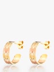 L & T Heirlooms 9ct Yellow White and Rose Gold Second Hand Huggie Hoop Earrings