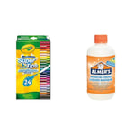 CRAYOLA SuperTips Washable Markers - Assorted Colours (Pack of 24) & Elmer’s Glue Slime Magical Liquid Solution | 259 mL Bottle (Up to 4 Batches)