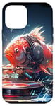 Coque pour iPhone 12 mini Party koi fish dj, goldfish music platine pour raves edm #2