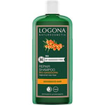 LOGONA Naturkosmetik Shampooing réparateur et nourrissant pour des cheveux naturellement sains, convient aux cheveux abîmés, shampooing réparateur et soin avec formule végétalienne à l'argousier bio,