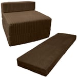 IKB Sofa Fold Out Z Bed Single Jumbo Cord Sofa Mattress Home Sofa Seat Folding Chair Furniture Easy Sleep Soft & Comfy (Chocolate)