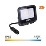 20W LED-projektor Svart vattentät IP68 - EDM - Luz fría 6400K - Mått 12,4x10,6x2,8cm